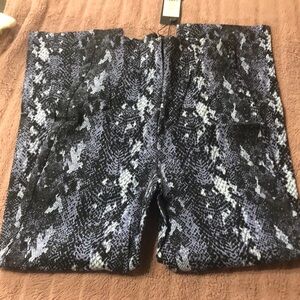 Ladies Dynamite Grace Straight Leg Blue Snakeskin Pant - Size Medium